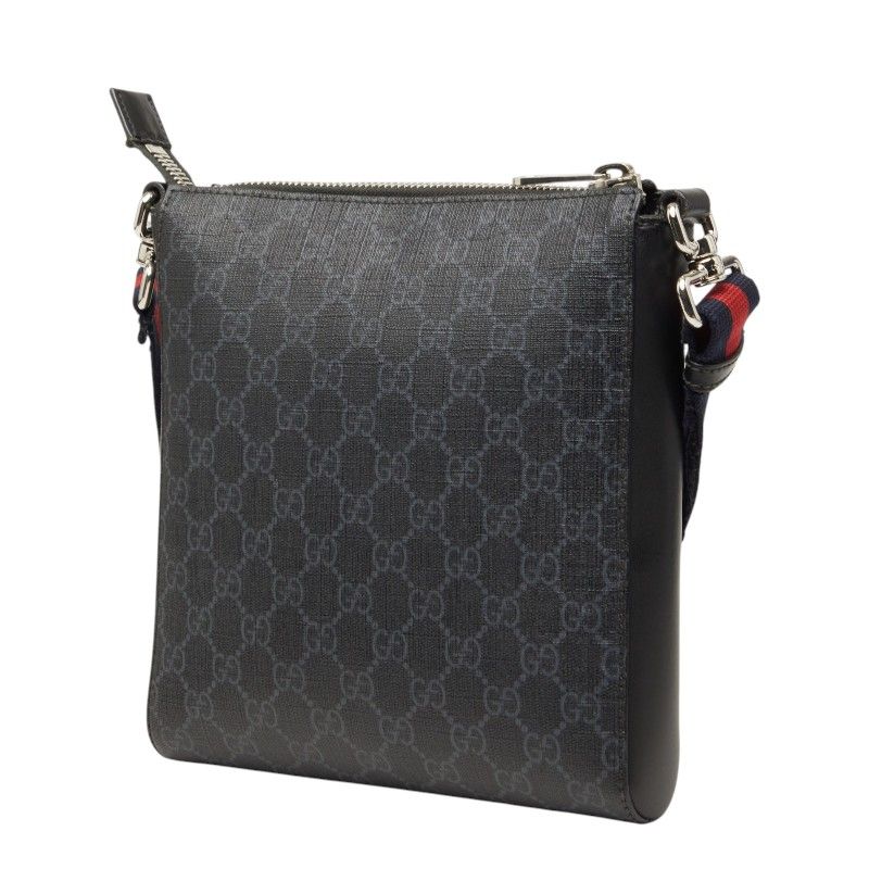 Gucci GG Supreme Small Messenger Bag Crossbody Black Gray Leather — view 2