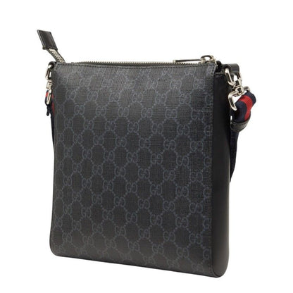 Gucci GG Supreme Small Messenger Bag Crossbody Black Gray Leather — view 2