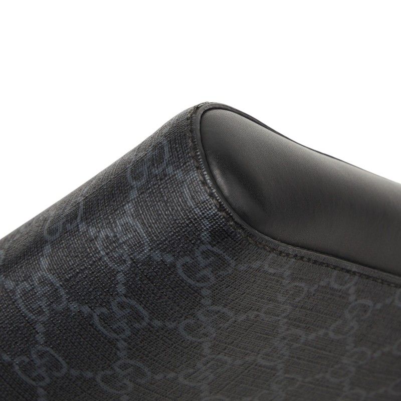 Gucci GG Supreme Small Messenger Bag Crossbody Black Gray Leather — view 4