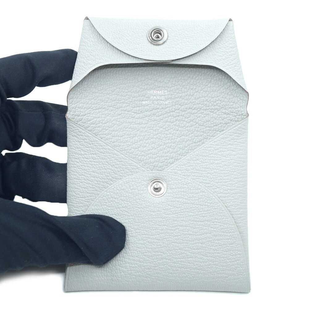 Hermes Bastia Coin Case Card Gris Perle Leather Ice Gray Box — view 6