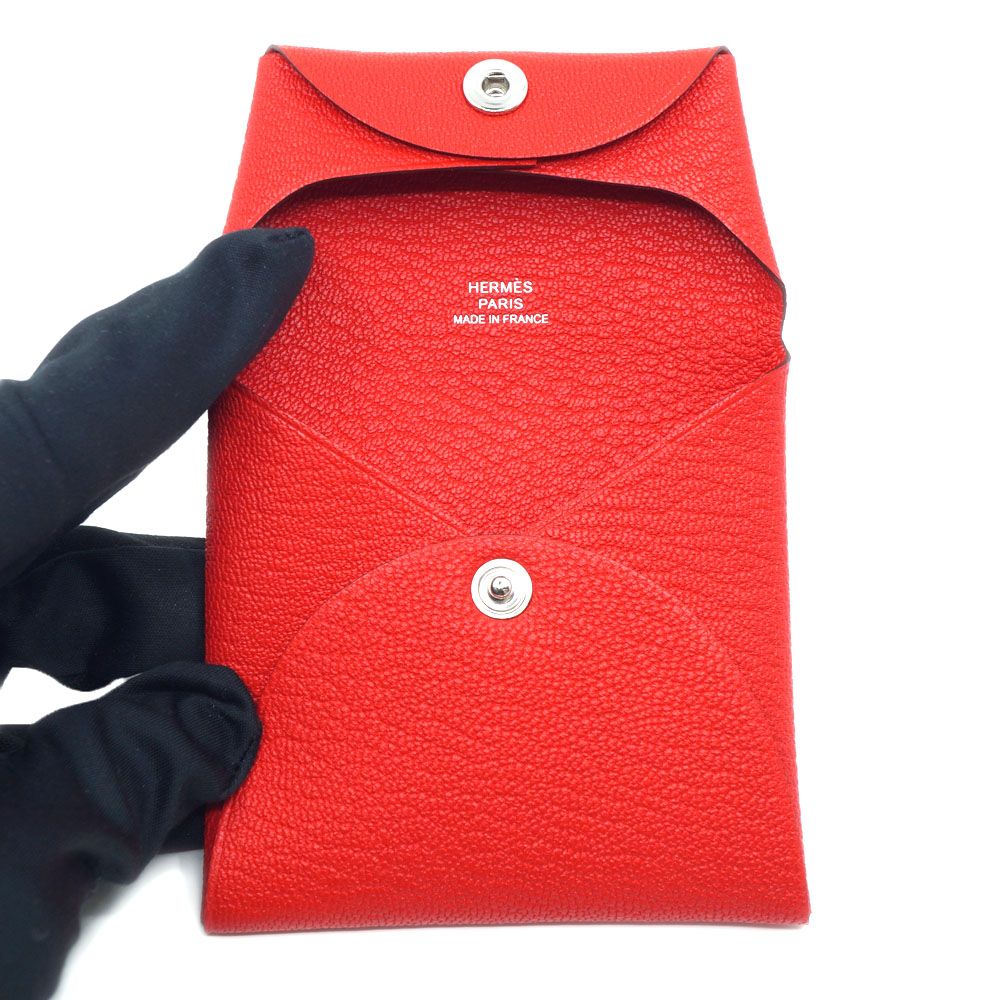 Hermes Bastia Coin Case Card le Juku Leather Red Box — view 6
