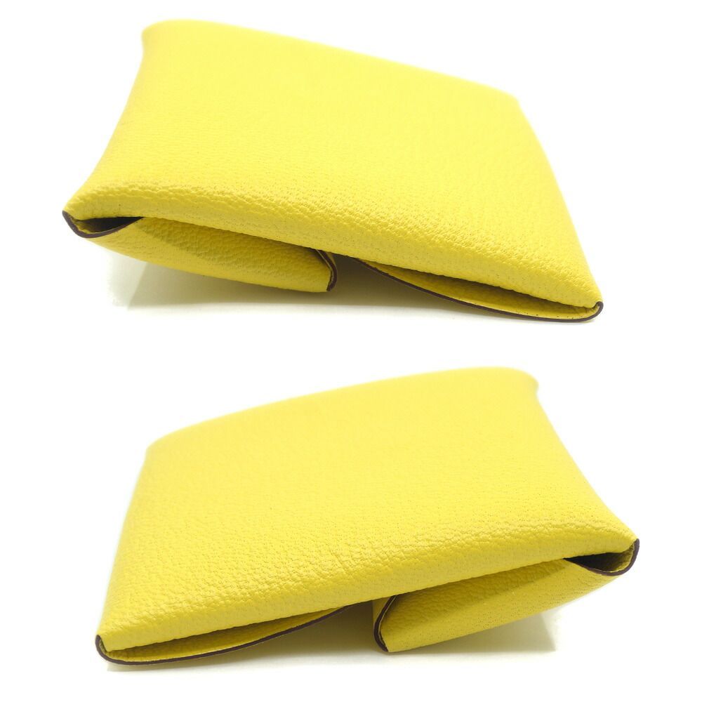 Hermes Bastia Coin Case Card Jaune Citron Leather Made Yellow Lime — view 4
