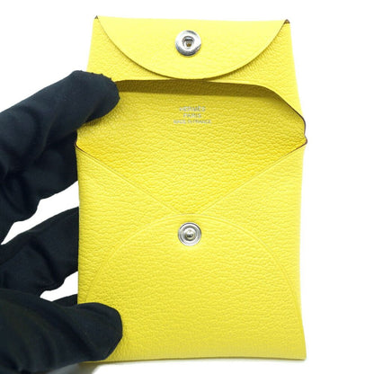 Hermes Bastia Coin Case Card Jaune Citron Leather Made Yellow Lime — view 6
