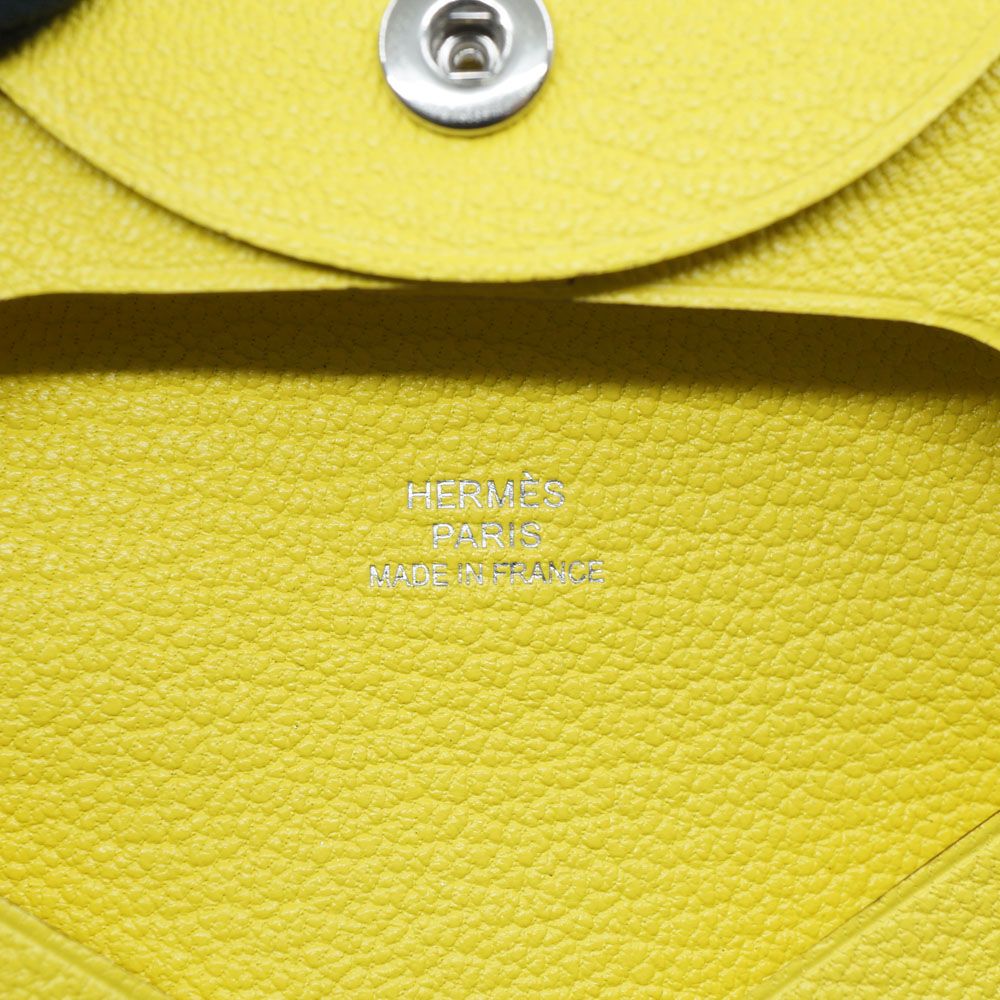 Hermes Bastia Coin Case Card Jaune Citron Leather Made Yellow Lime — view 7
