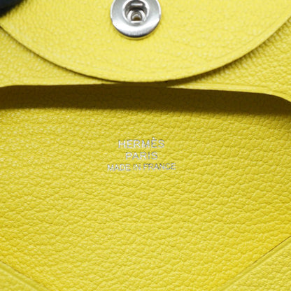 Hermes Bastia Coin Case Card Jaune Citron Leather Made Yellow Lime — view 7