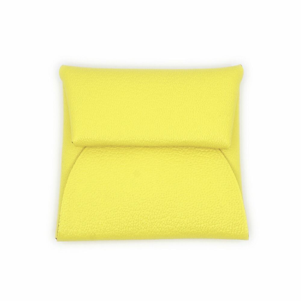 Hermes Bastia Coin Case Card Jaune Citron Leather Made Yellow Lime — view 2