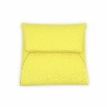 Hermes Bastia Coin Case Card Jaune Citron Leather Made Yellow Lime — view 2
