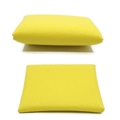 Hermes Bastia Coin Case Card Jaune Citron Leather Made Yellow Lime — view 3