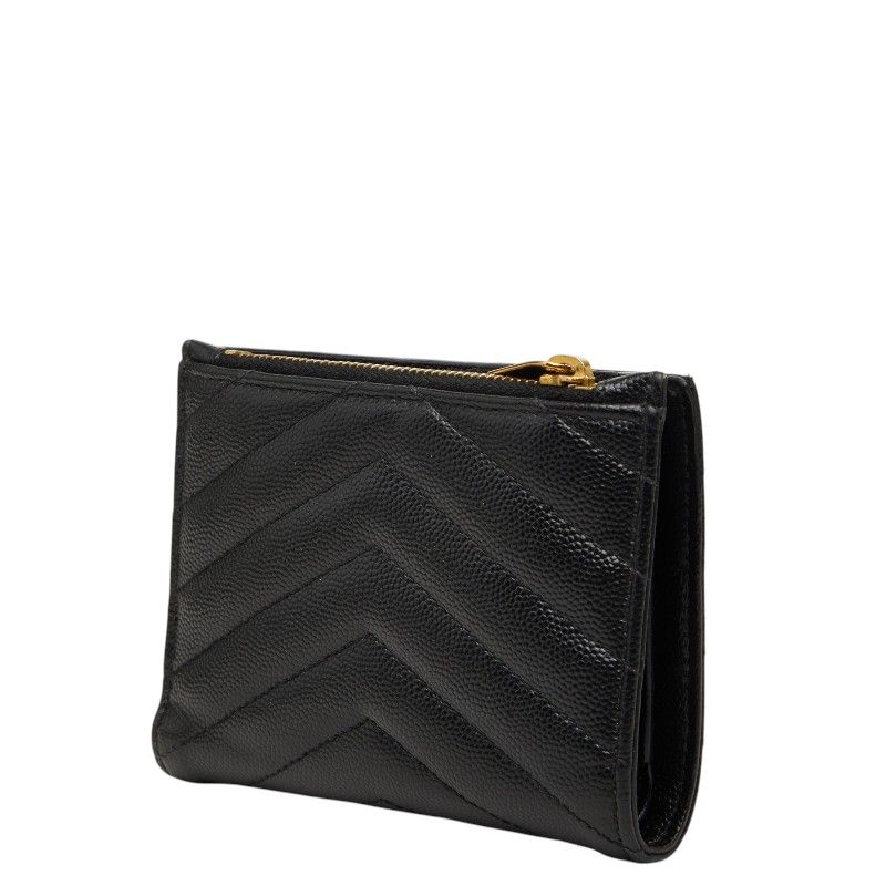 Saint Laurent Monogram 2 Parts Zip Wallet Bifold Black Tannin Leather — view 2