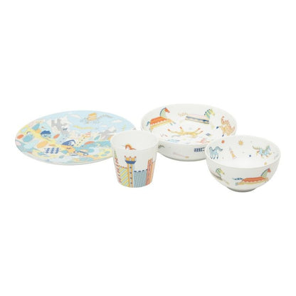 Hermes Epope Tableware Plate Set of 4 Multicolor Ceramic