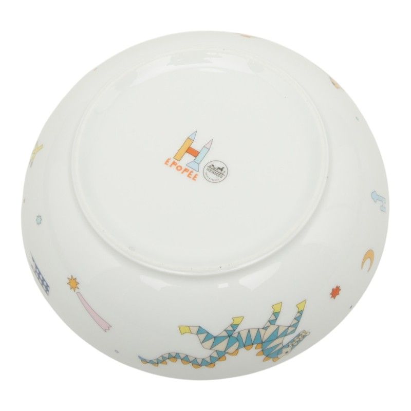 Hermes Epope Tableware Plate Set of 4 Multicolor Ceramic — view 5