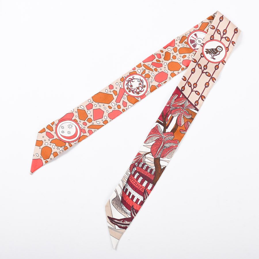 Hermes Scarf Twilly Scarves Beige — view 2