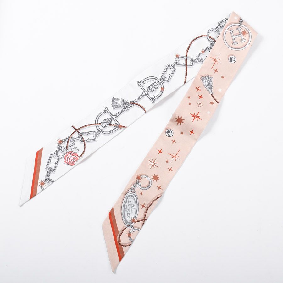 Hermes Scarf Twilly Scarves Beige — view 2