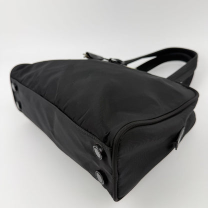 Prada Shoulder Bag Nylon Leather Black Silver Vintage — view 8