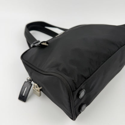 Prada Shoulder Bag Nylon Leather Black Silver Vintage — view 7