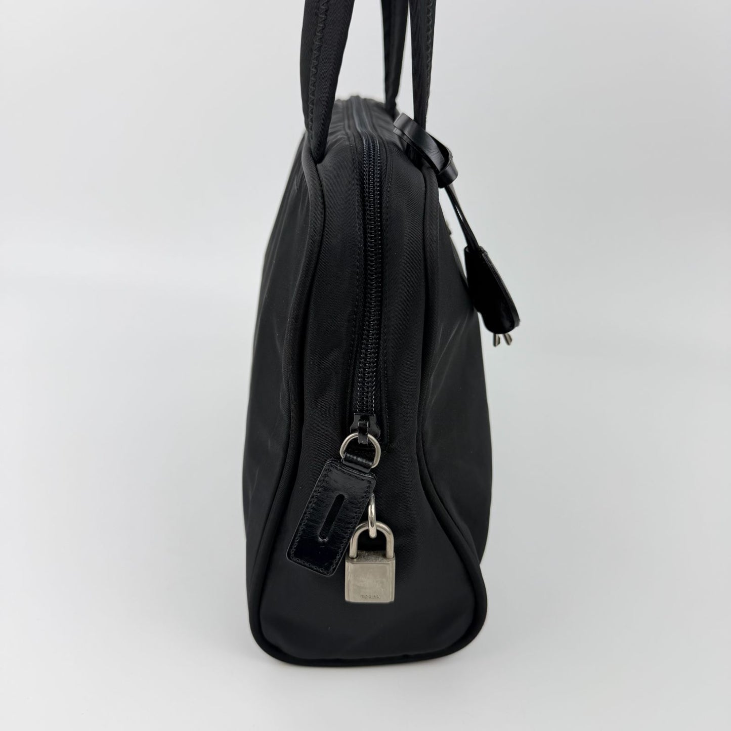 Prada Shoulder Bag Nylon Leather Black Silver Vintage — view 5