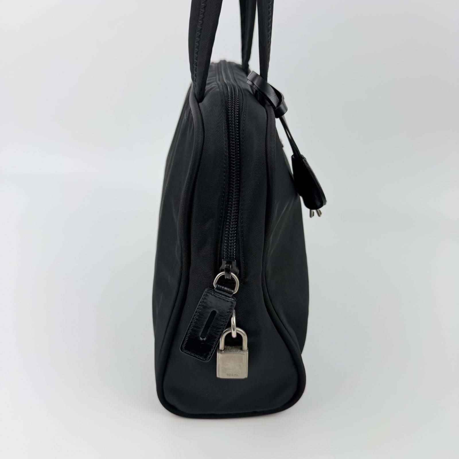 Prada Shoulder Bag Nylon Leather Black Silver Vintage — view 5