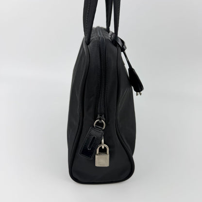 Prada Shoulder Bag Nylon Leather Black Silver Vintage — view 5