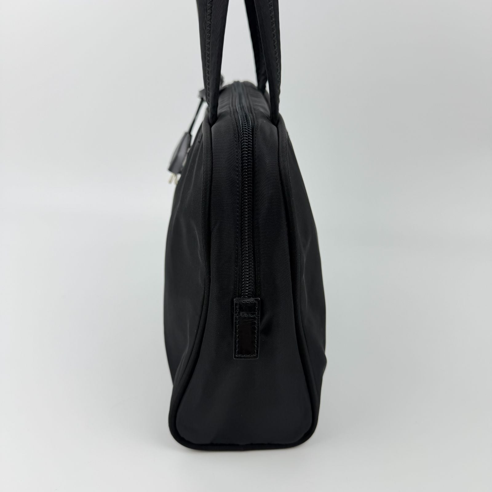 Prada Shoulder Bag Nylon Leather Black Silver Vintage — view 4