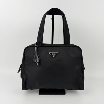 Prada Shoulder Bag Nylon Leather Black Silver Vintage — view 2