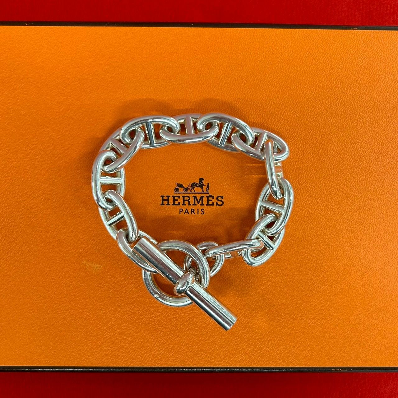 Hermes Chaine D'ancre TGM Bracelet 925 Sterling Silver