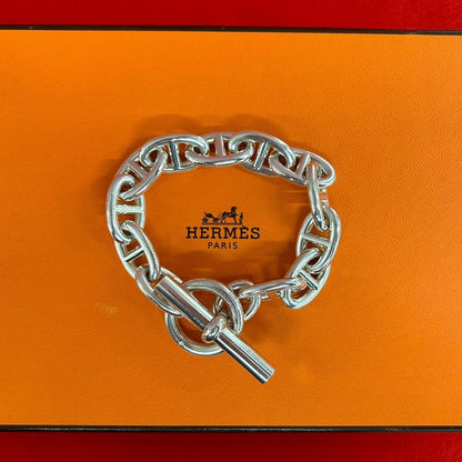 Hermes Chaine D'ancre TGM Bracelet 925 Sterling Silver