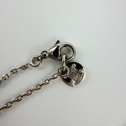 Celine Bag Motif Necklace Plated Rhinestone Silver Pink Vintage — view 3