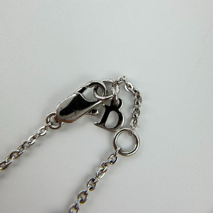Dior Logo Rhinestone Necklace Plated Silver Pink Vintage — view 4