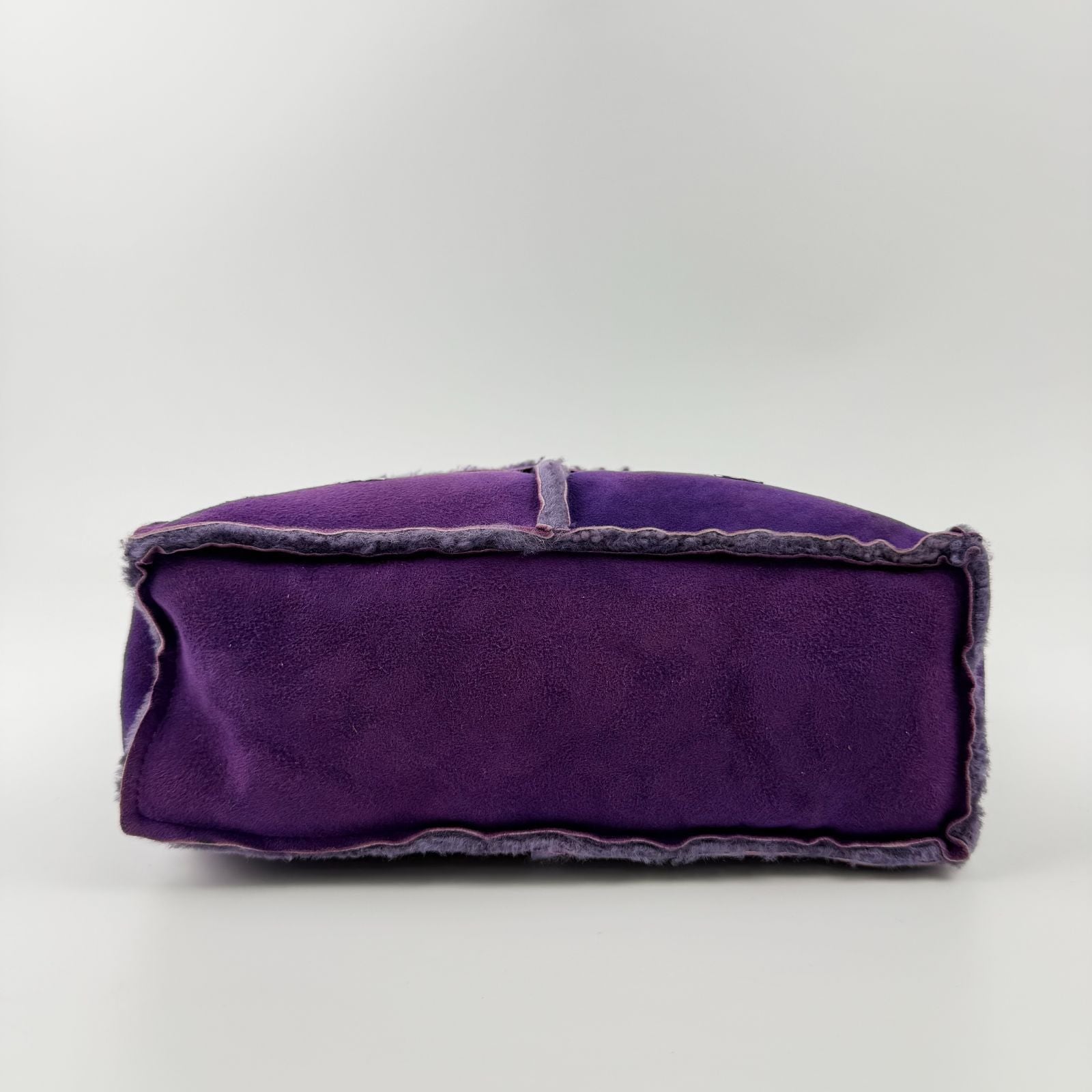 Chanel Shoulder Bag Shearling Suede Purple Silver Vintage — view 8