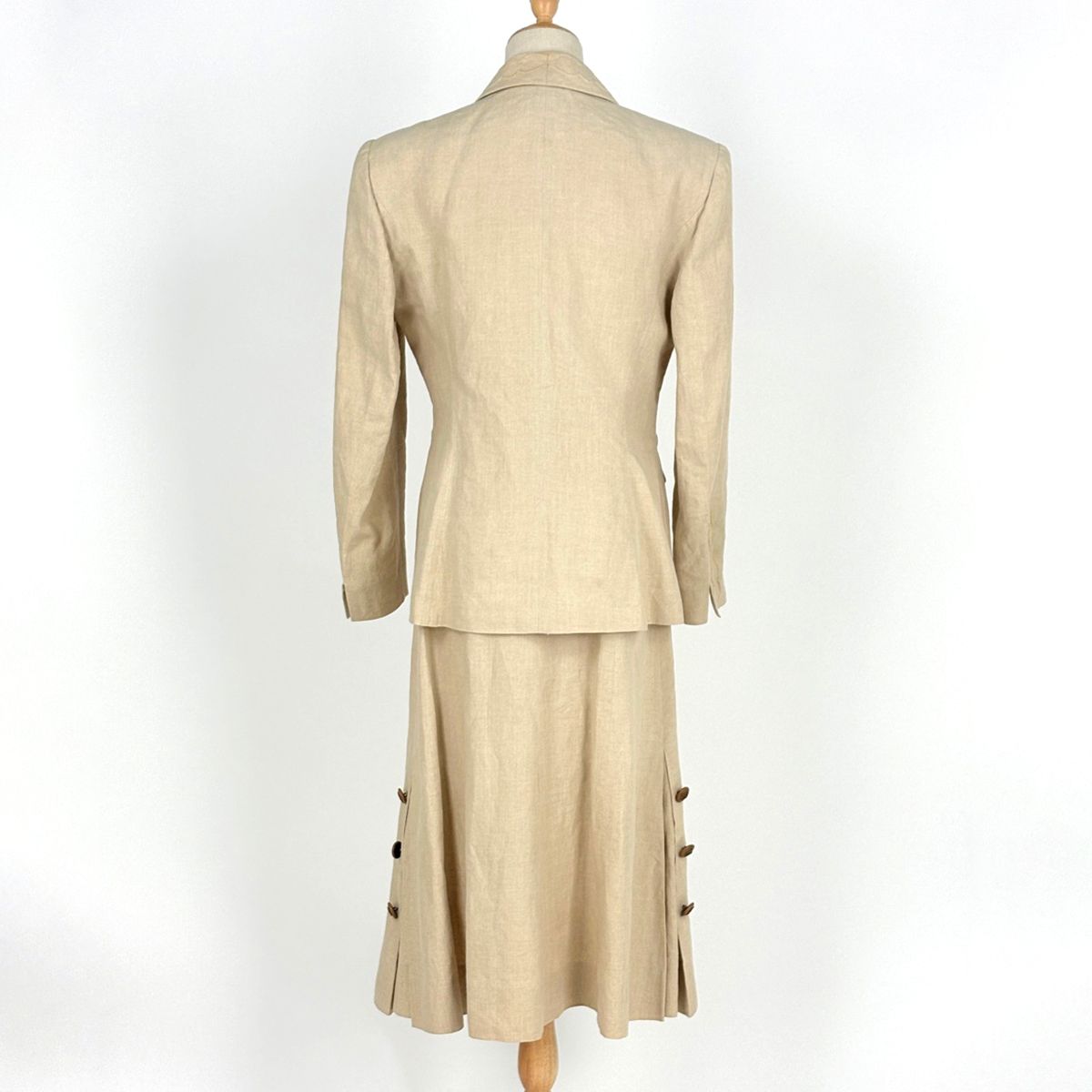 Hermes Set Linen Set Skirt Suit Hemp Beige — view 3