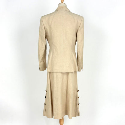 Hermes Set Linen Set Skirt Suit Hemp Beige — view 3