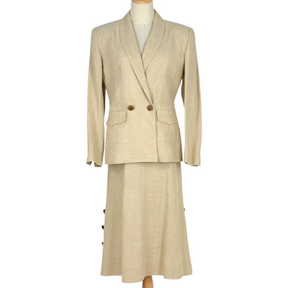 Hermes Set Linen Set Skirt Suit Hemp Beige