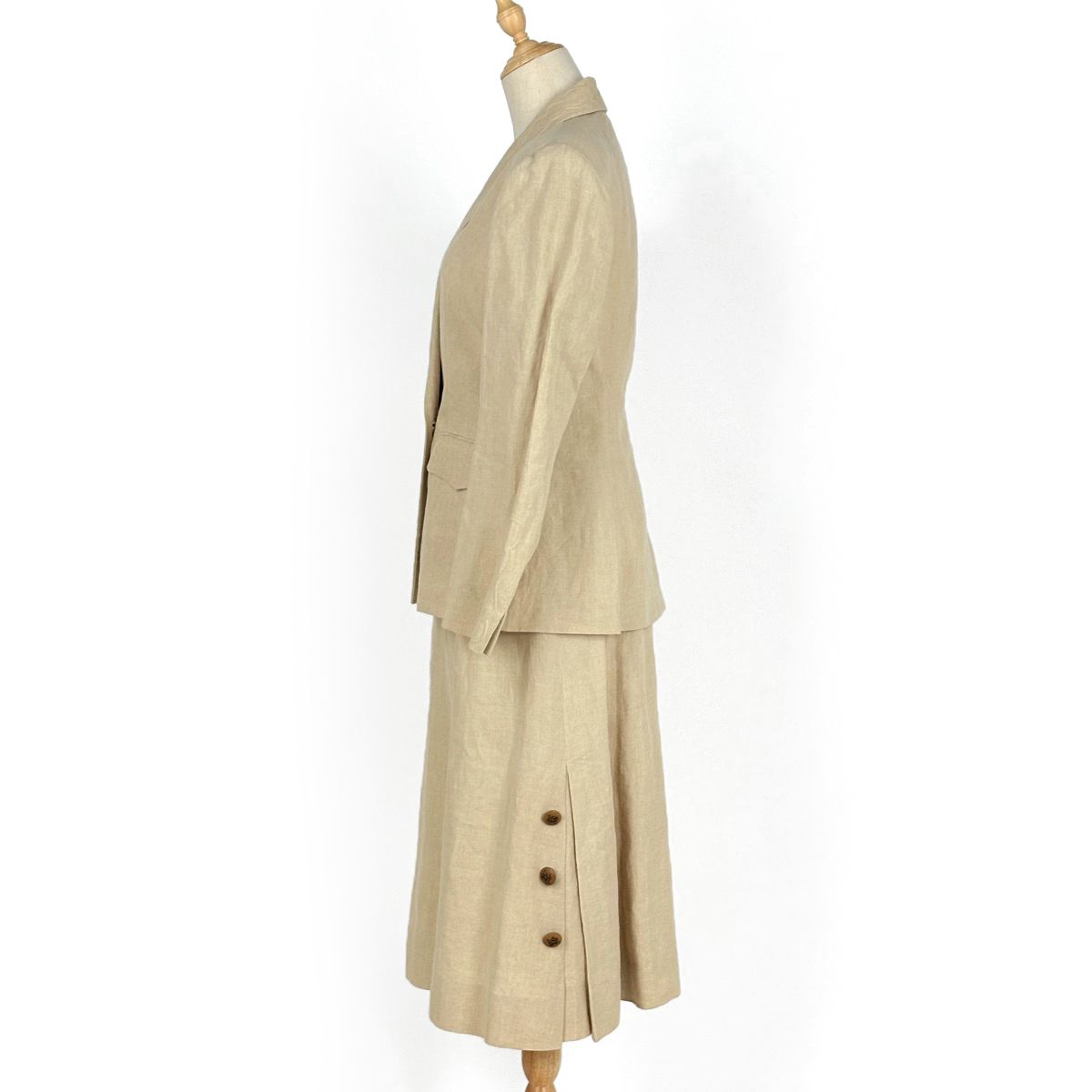 Hermes Set Linen Set Skirt Suit Hemp Beige — view 2