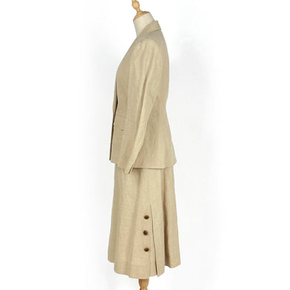Hermes Set Linen Set Skirt Suit Hemp Beige — view 2