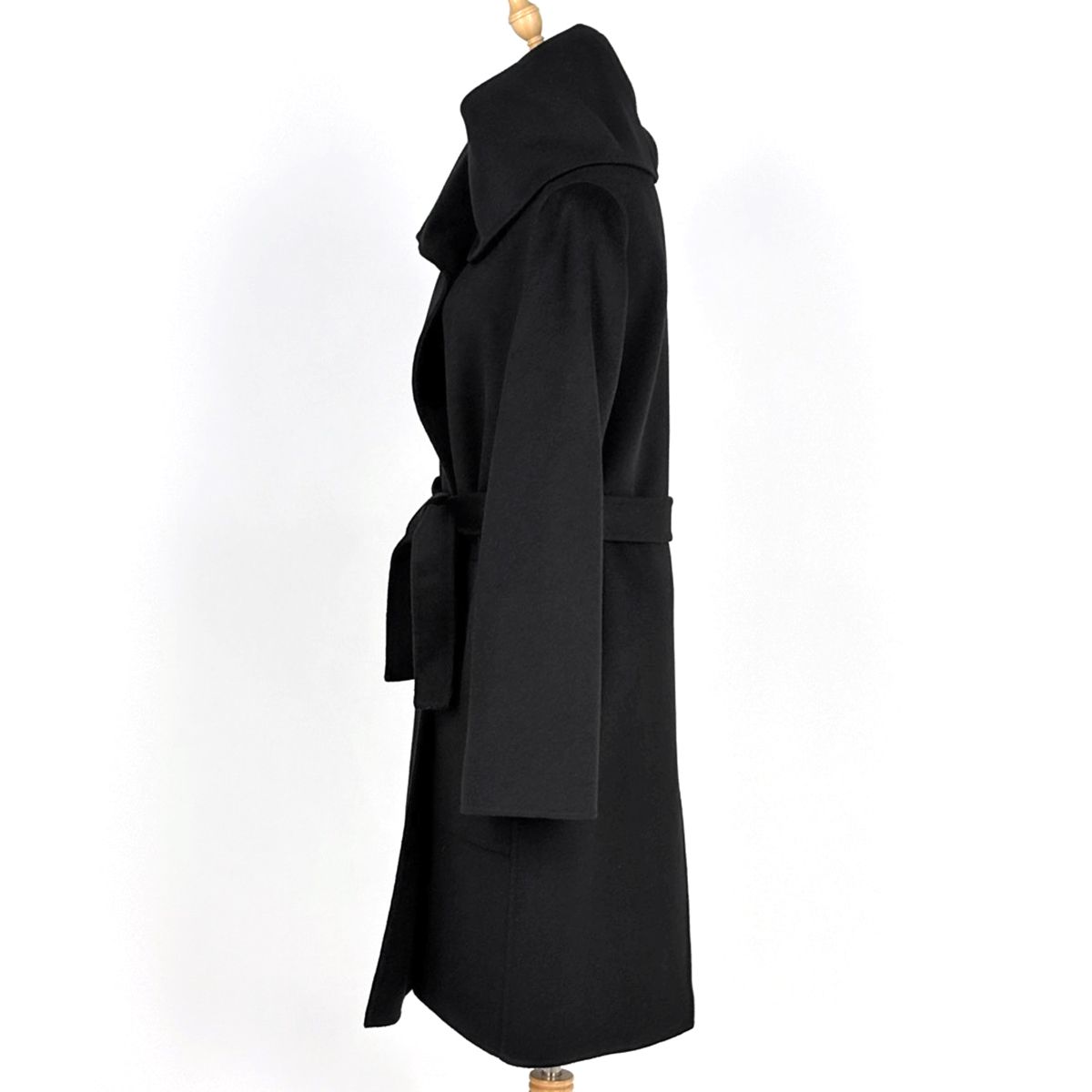 Hermes Gown Coat Robe Long Belted Cashmere Black — view 2