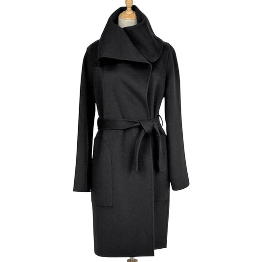Hermes Gown Coat Robe Long Belted Cashmere Black