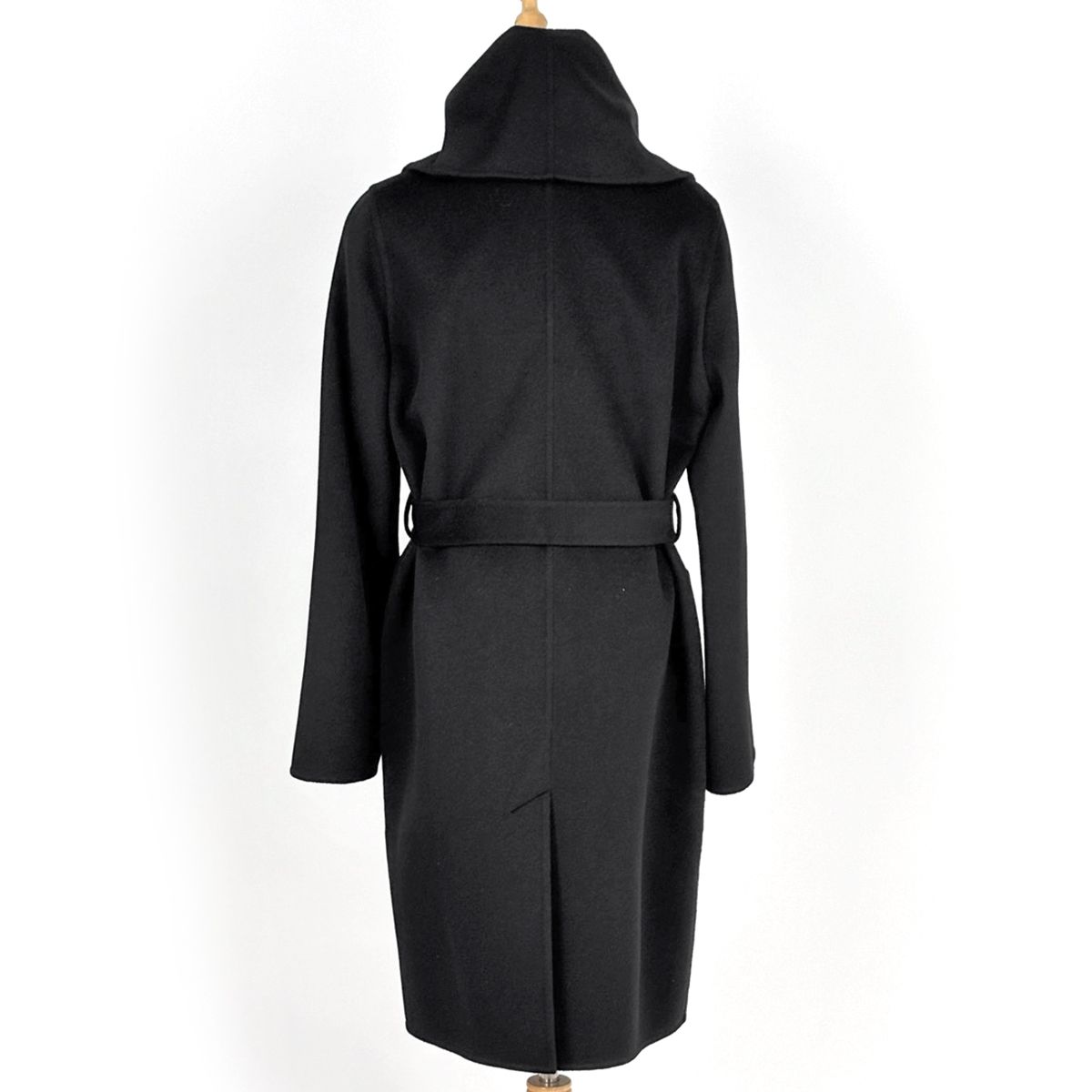 Hermes Gown Coat Robe Long Belted Cashmere Black — view 3