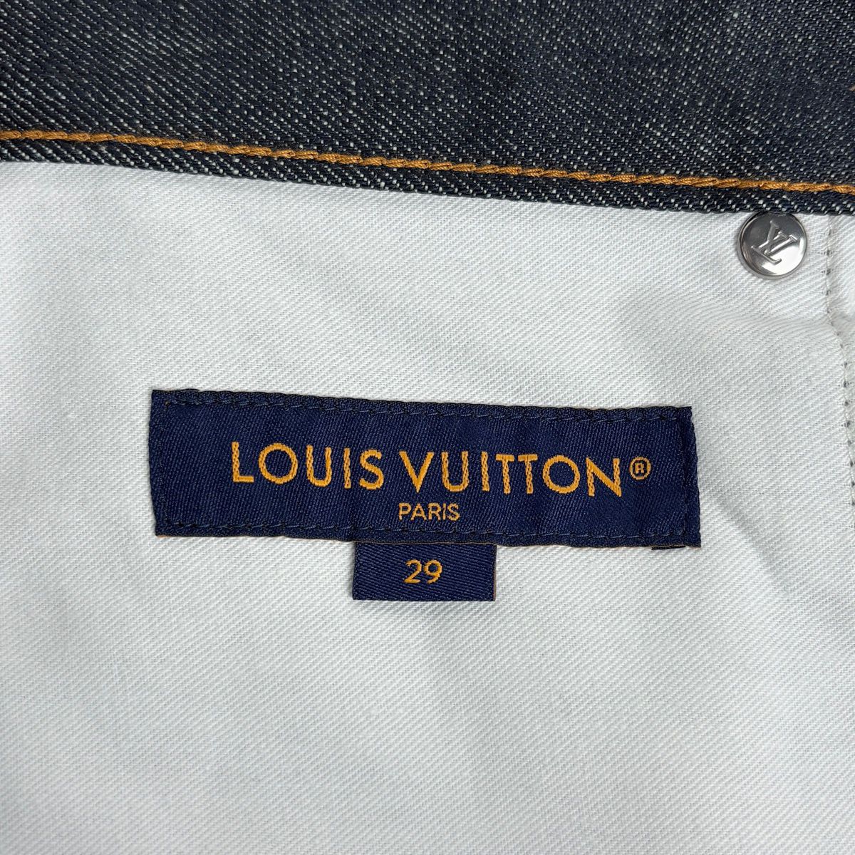 Louis Vuitton Logo Denim Pants Straight Cotton Navy — view 5
