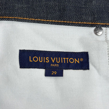 Louis Vuitton Logo Denim Pants Straight Cotton Navy — view 5