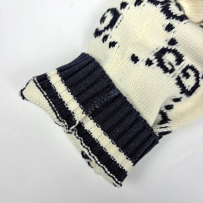 Gucci Logo Knit GG Pattern Top Cotton White Sweater — view 3