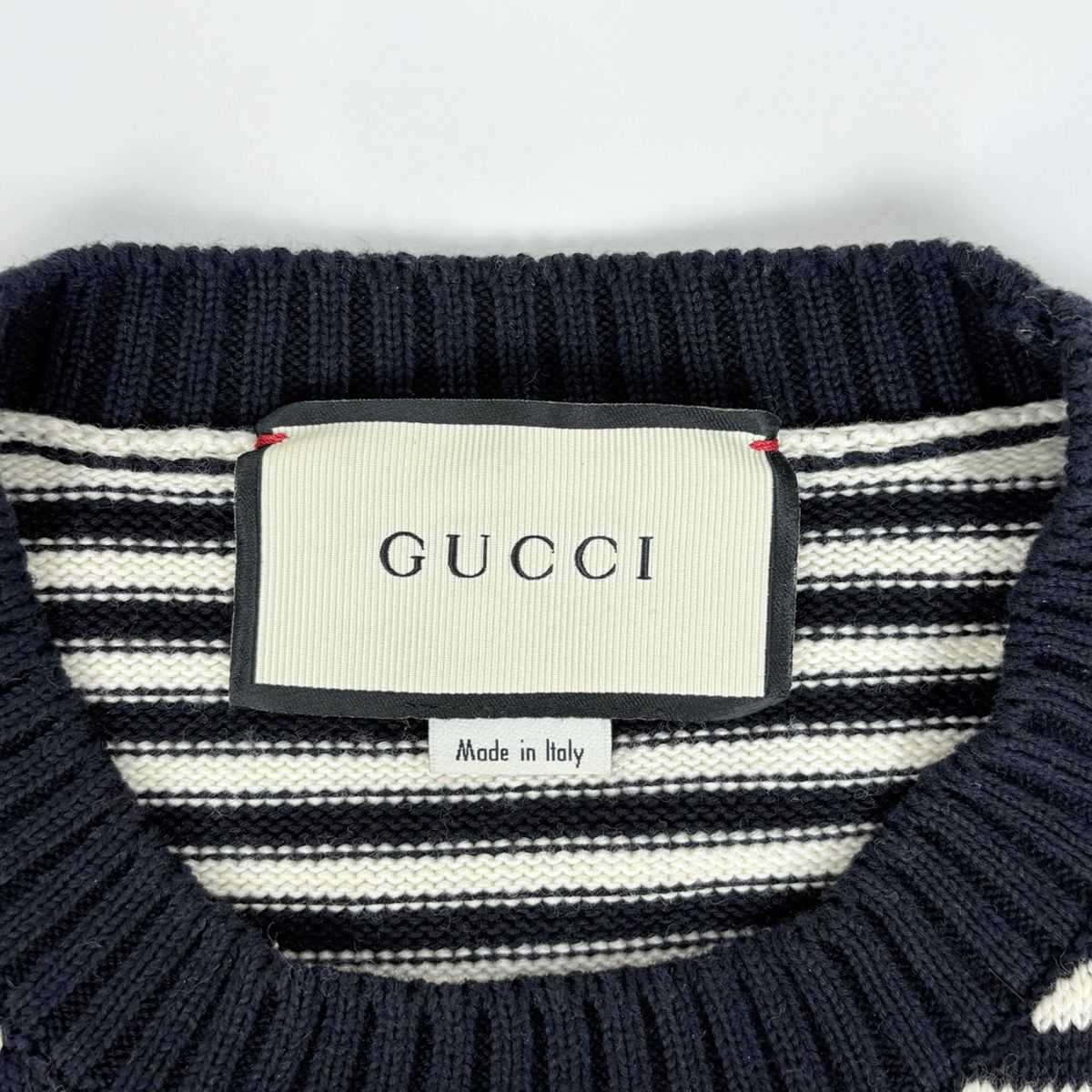 Gucci Logo Knit GG Pattern Top Cotton White Sweater — view 5