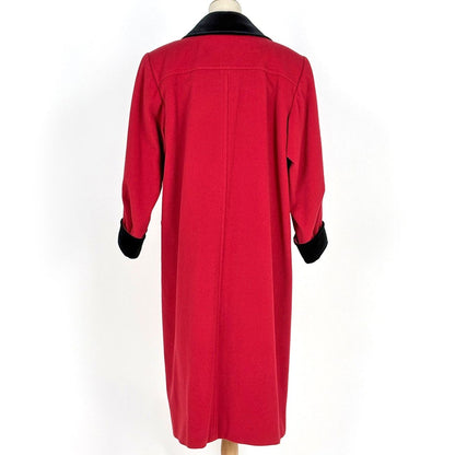 Saint Laurent Soutien Collar Coat Long Hair Nylon Red Black — view 3