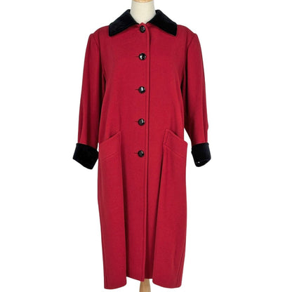 Saint Laurent Soutien Collar Coat Long Hair Nylon Red Black