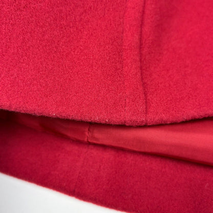 Saint Laurent Soutien Collar Coat Long Hair Nylon Red Black — view 4