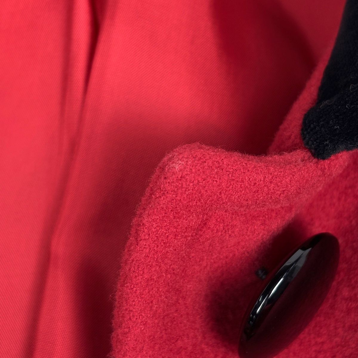 Saint Laurent Soutien Collar Coat Long Hair Nylon Red Black — view 7