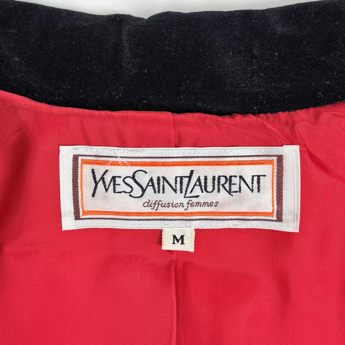 Saint Laurent Soutien Collar Coat Long Hair Nylon Red Black — view 8