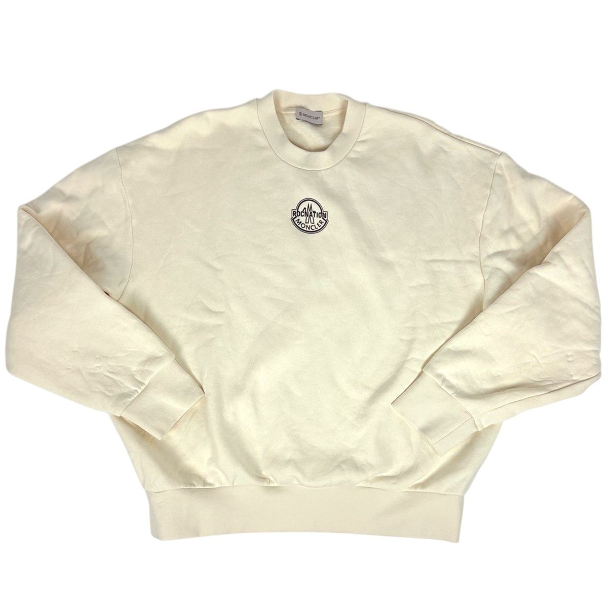 Moncler Logo Sweatshirt Crew Neck Top Cotton White