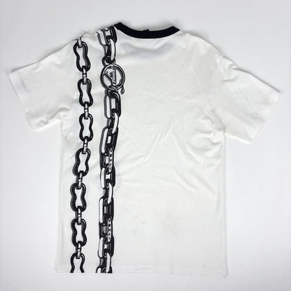 Louis Vuitton Logo Short Sleeve T-Shirt Chain Pattern Top Cotton White — view 2