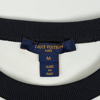 Louis Vuitton Logo Short Sleeve T-Shirt Chain Pattern Top Cotton White — view 6
