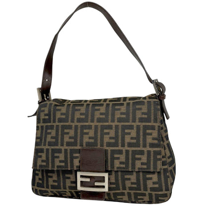 Fendi Zucca Pattern Shoulder Bag Mamma Bucket Canvas Brown